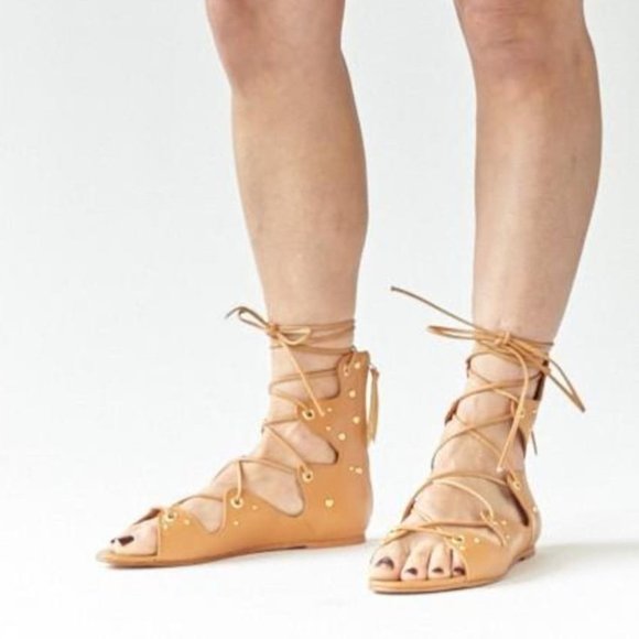 IRO Camel tan Xiri gladiator studded lace up sandals size  40 - Picture 12 of 13